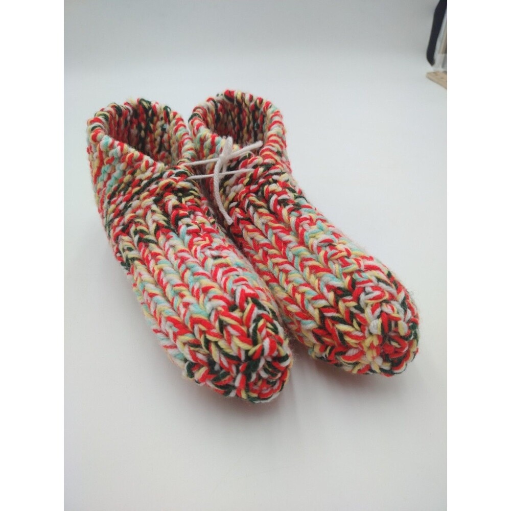 New Hand knit Multicolor Fun Winter House slippers